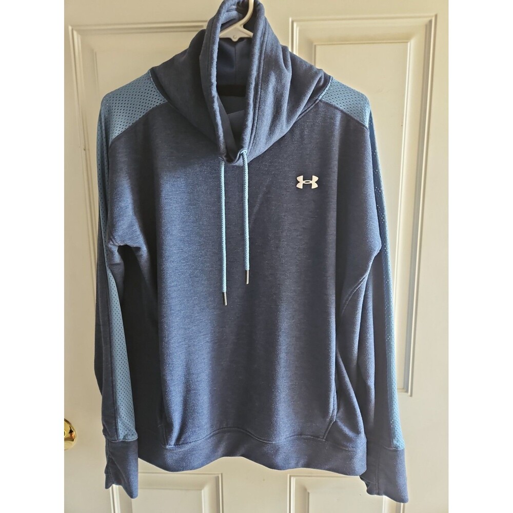 Under Armour Featherweight Funnel Neck Sweatshirt Blue Women's Size LG